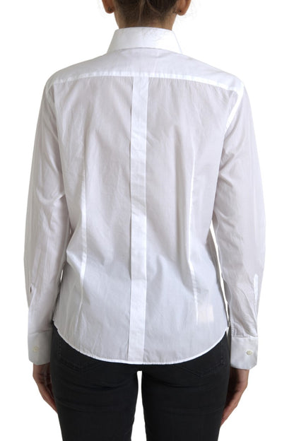 Elegante blusa de algodón blanca con cuello