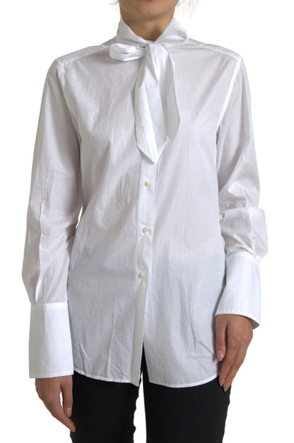 Elegante camisa blanca de algodón de manga larga