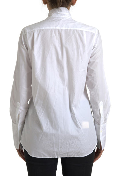 Elegante camisa blanca de algodón de manga larga