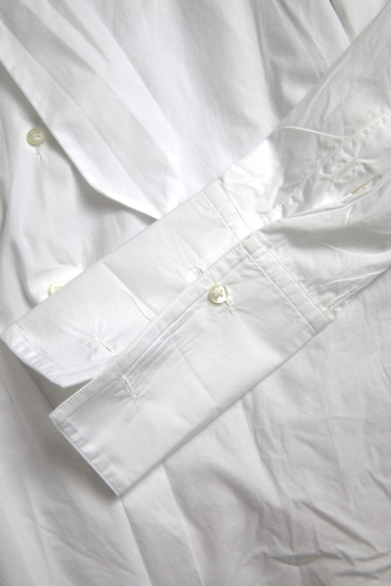 Elegante camisa blanca de algodón de manga larga