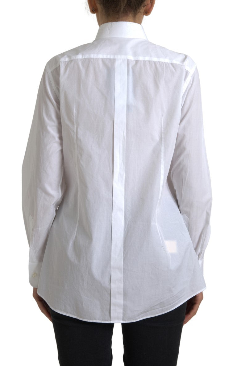 Elegante camisa de vestir blanca de popelina de algodón