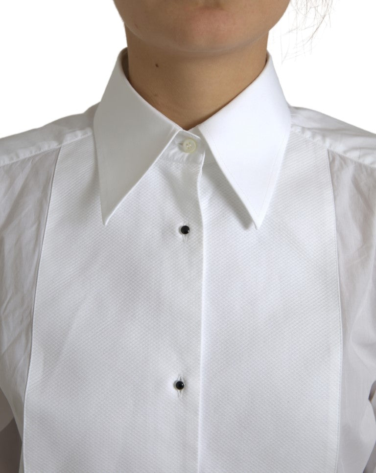 Elegante camisa de vestir blanca de popelina de algodón