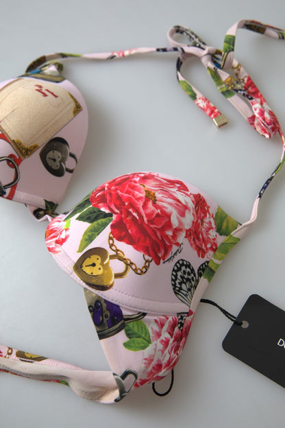 Top de bikini elegante con estampado floral