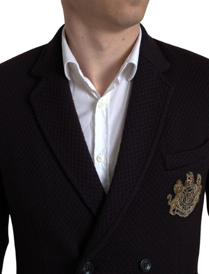 Elegant Purple Double Breasted Wool Blazer