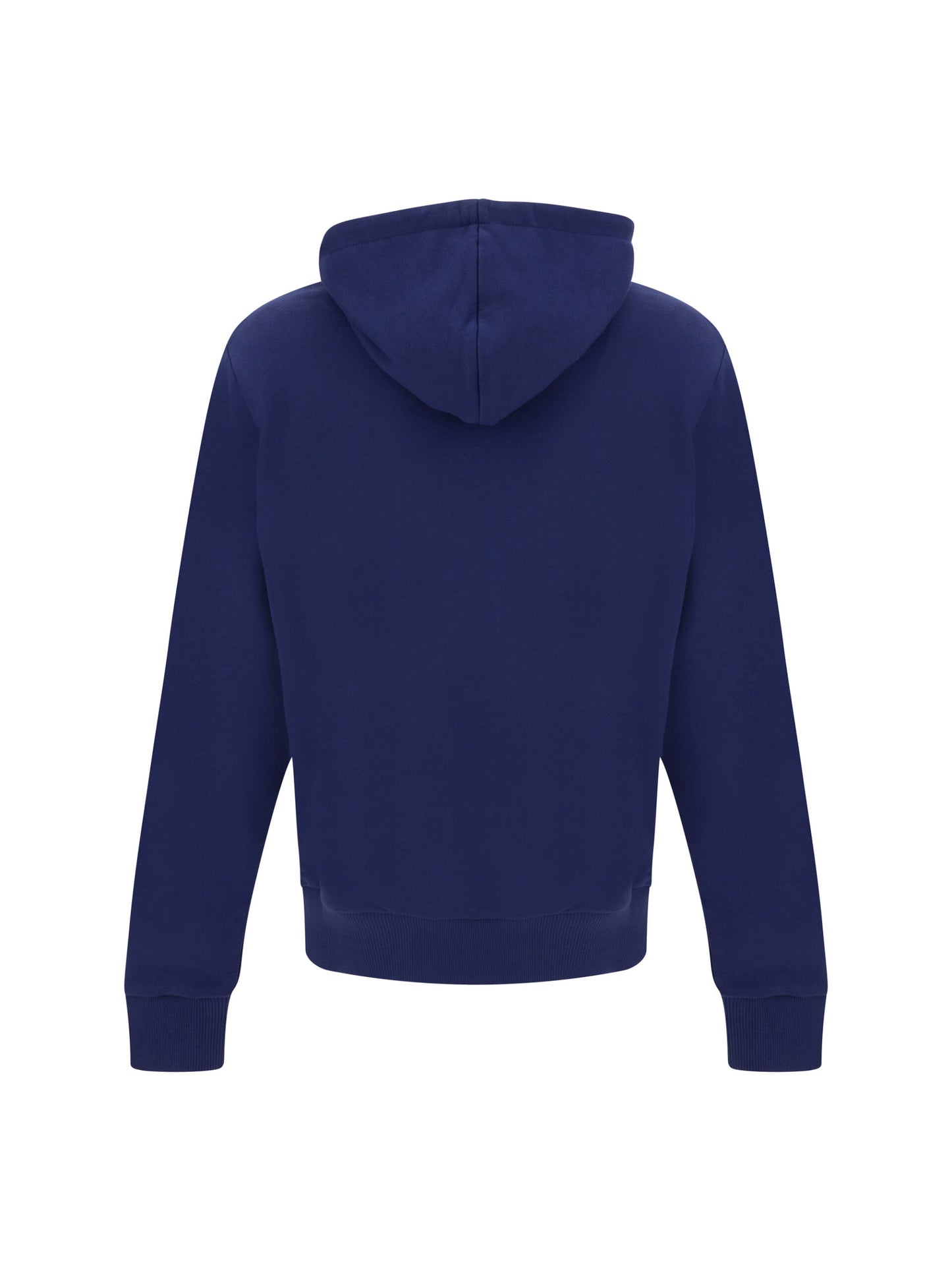 Elegante sudadera con capucha y monograma azul marino