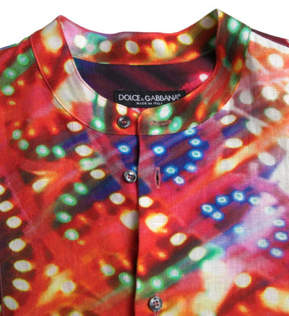 Impresionante camisa casual de lino multicolor