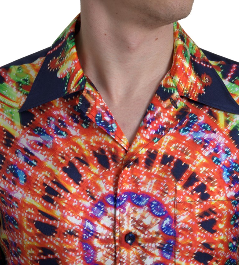 Camisa informal de seda multicolor con botones