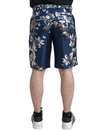 Bermudas de seda con estampado floral en color azul