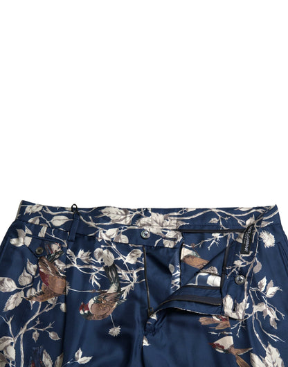 Bermudas de seda con estampado floral en color azul