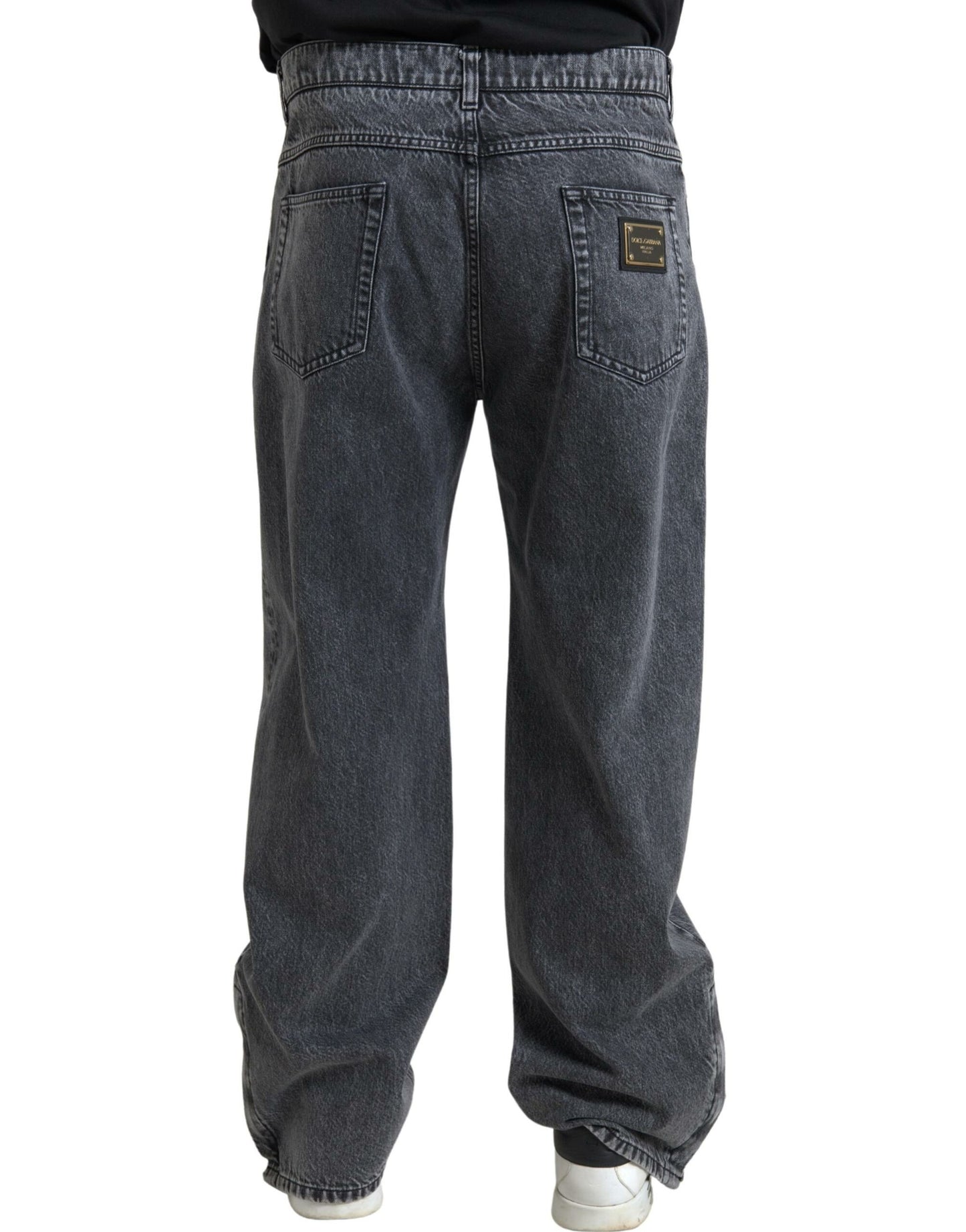 Elegantes jeans rectos de mezclilla gris oscuro