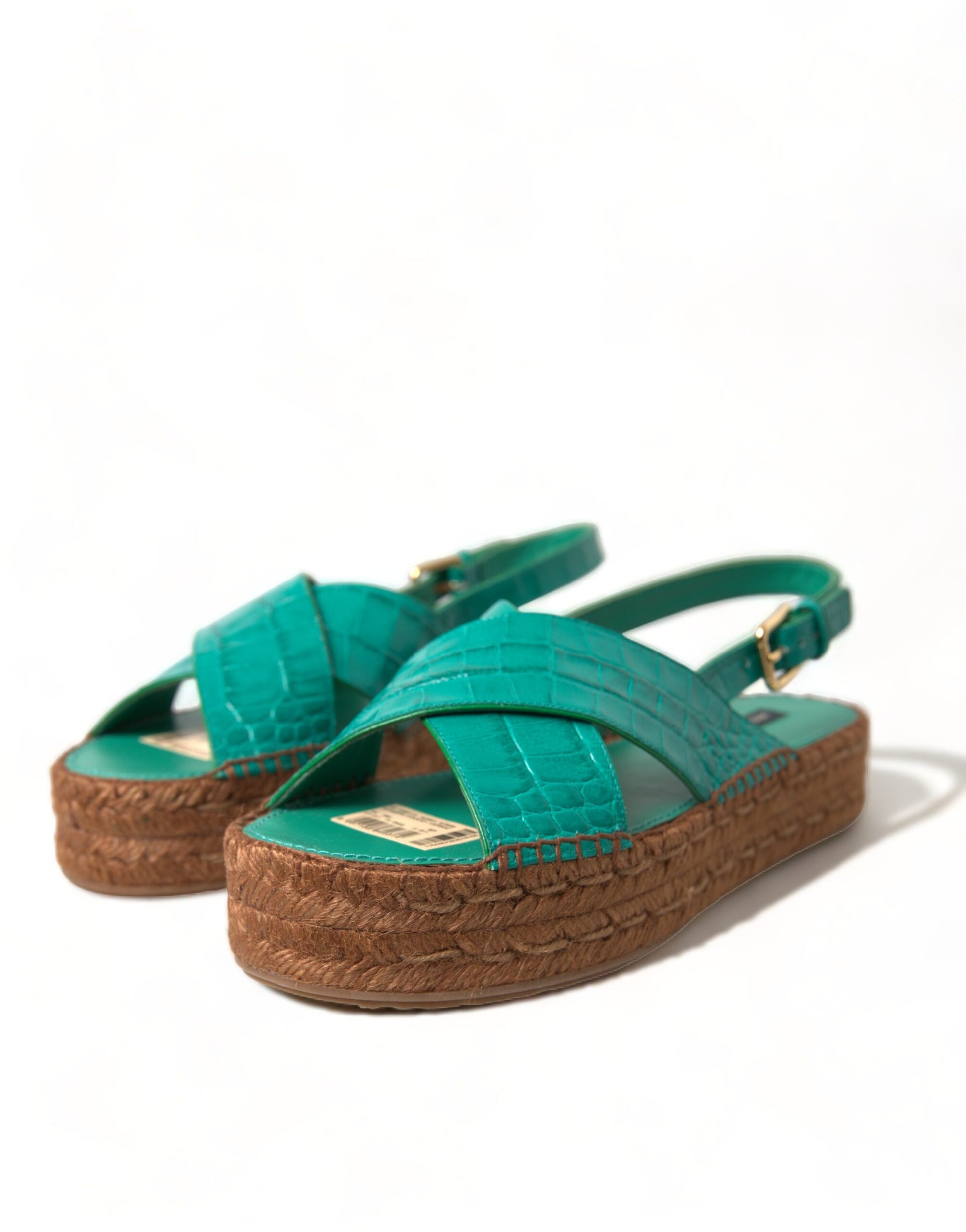 Elegantes sandalias de plataforma con alpargatas verdes