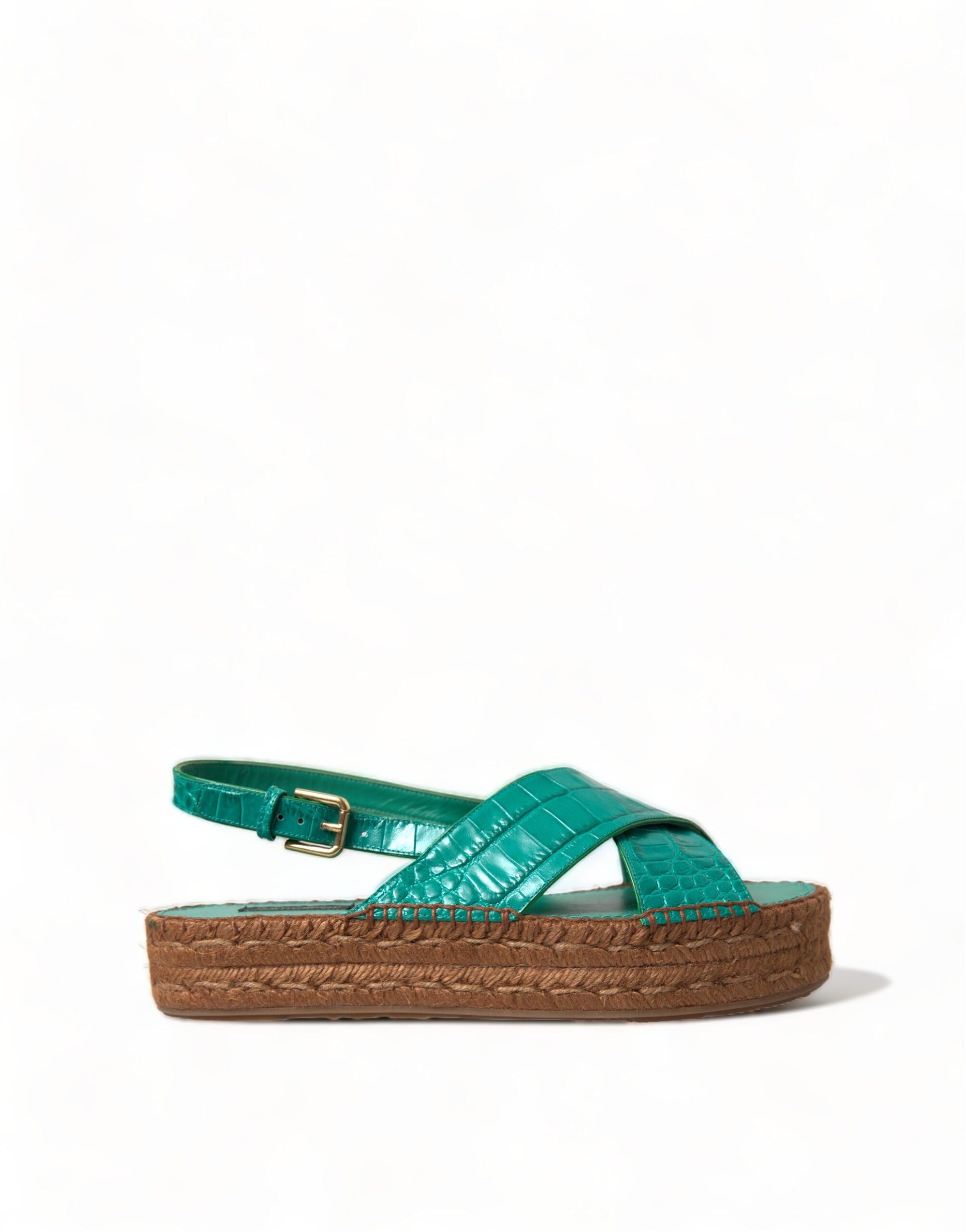 Elegantes sandalias de plataforma con alpargatas verdes