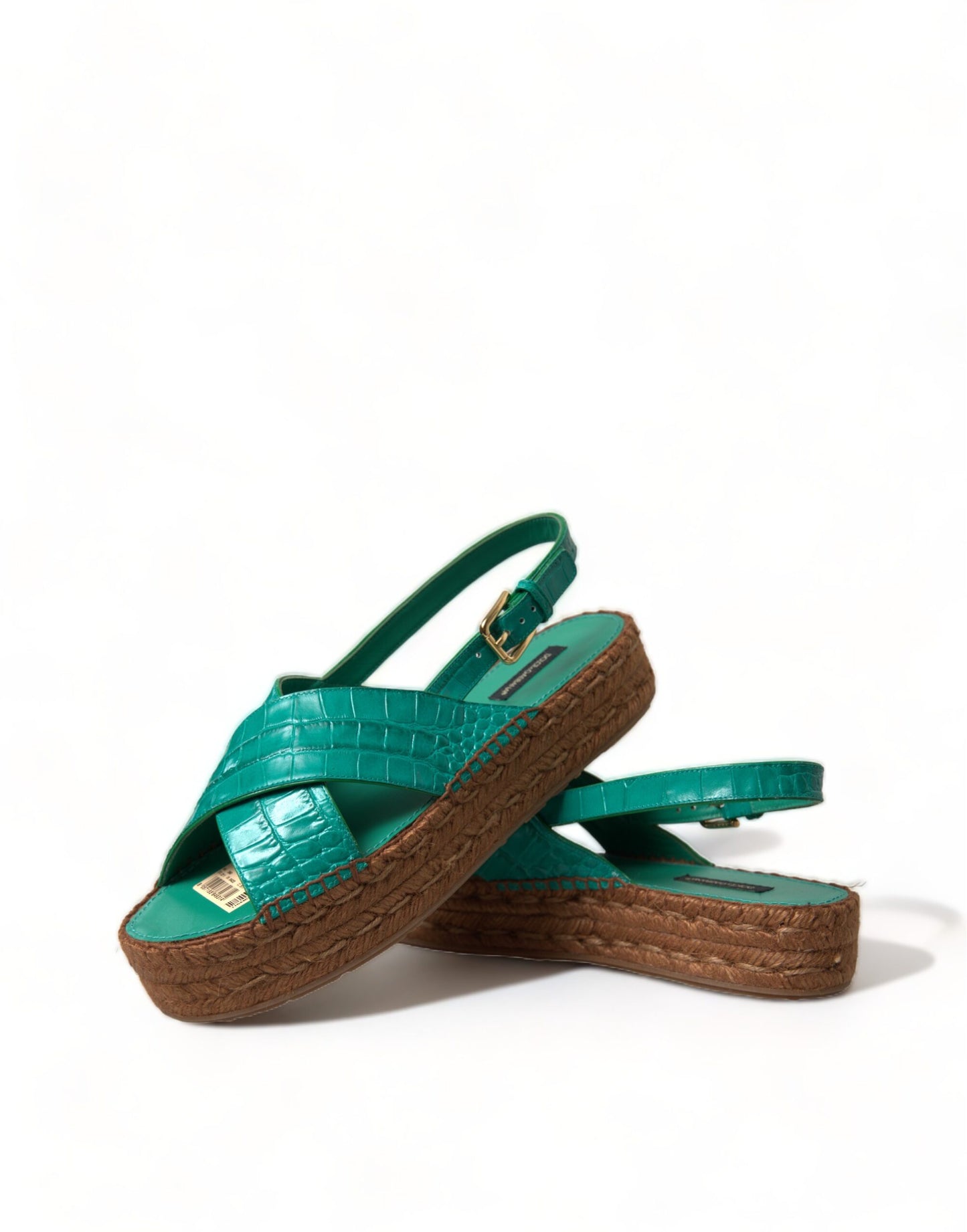 Elegantes sandalias de plataforma con alpargatas verdes