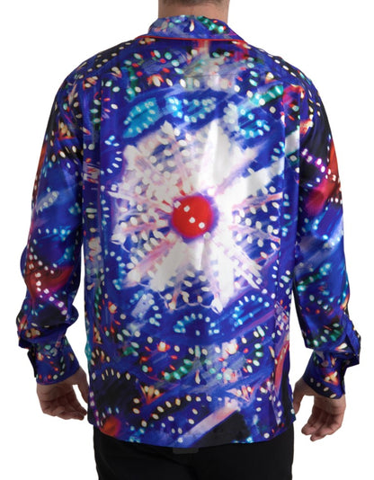 Psychedelic Print Silk Pajama Shirt