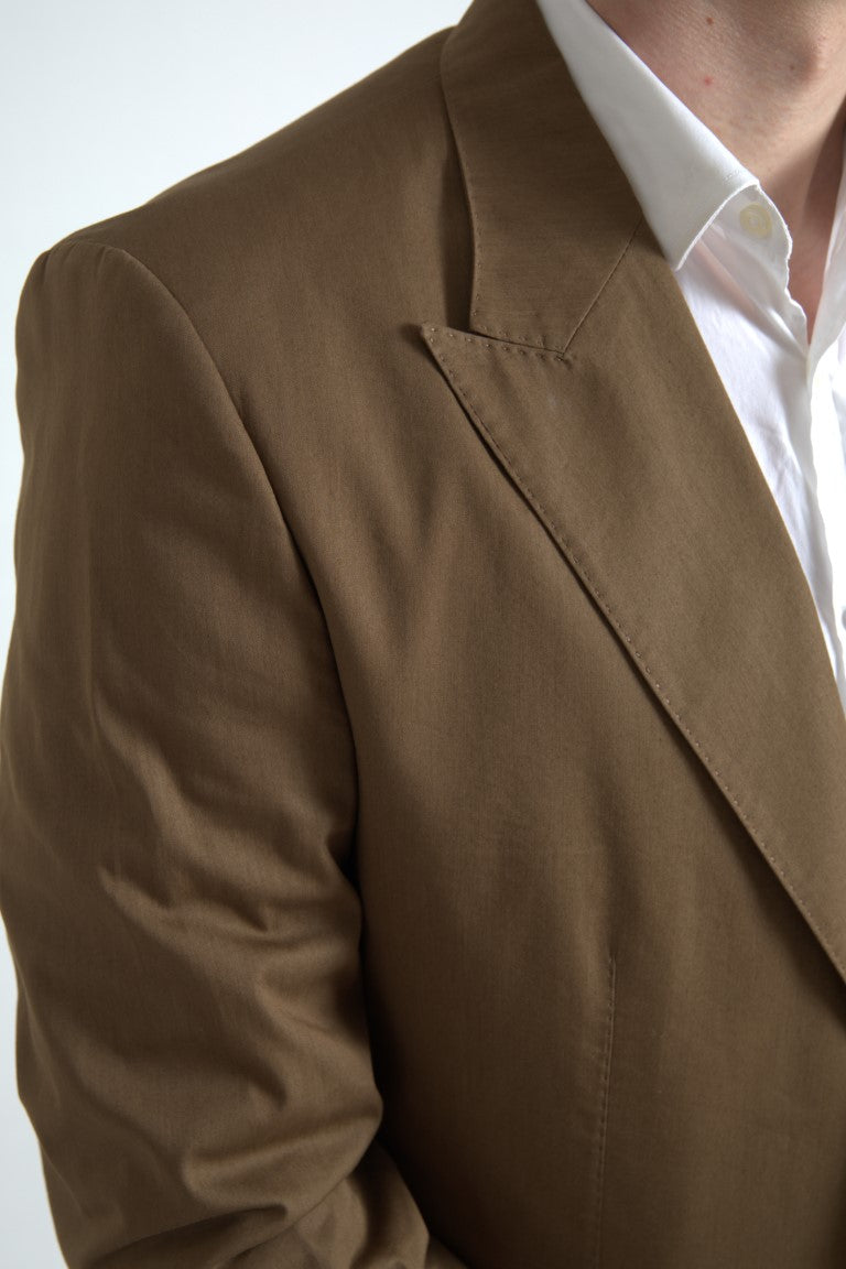 Elegant Brown Silk Blend Taormina Suit