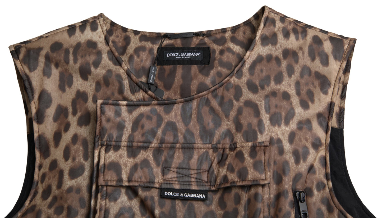 Chaleco de seda con estampado de leopardo Ropa deportiva exclusiva