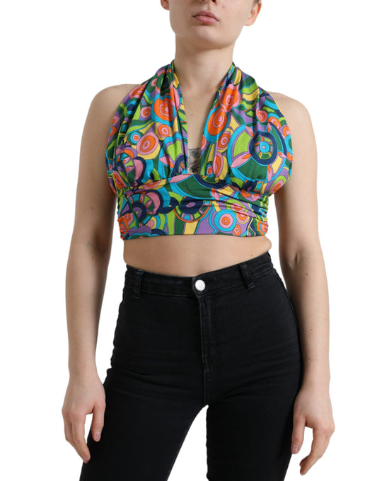 Elegante top de seda con escote halter