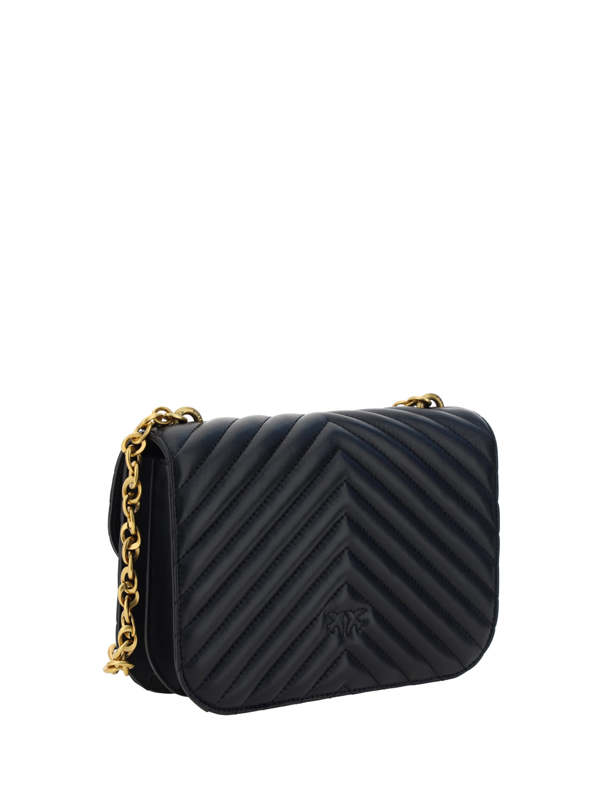 Elegante bolso de hombro de piel acolchada negra