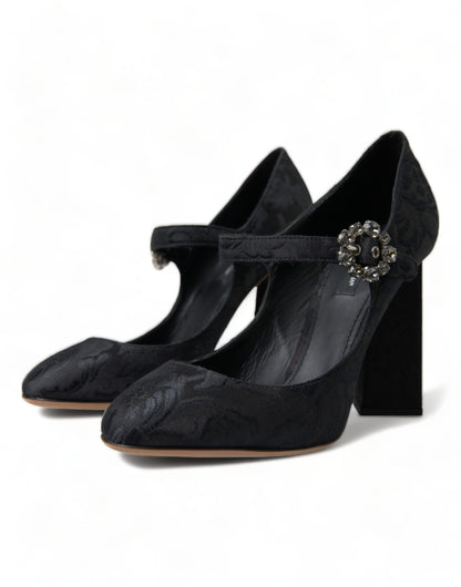 Elegantes zapatos Mary Jane con brocado negro