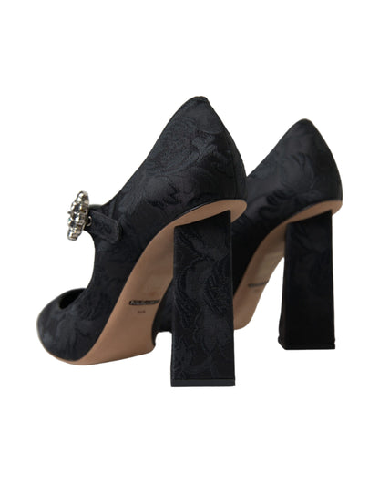 Elegantes zapatos Mary Jane con brocado negro