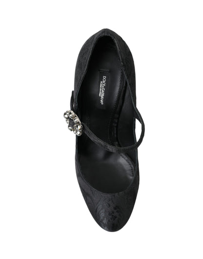 Elegantes zapatos Mary Jane con brocado negro