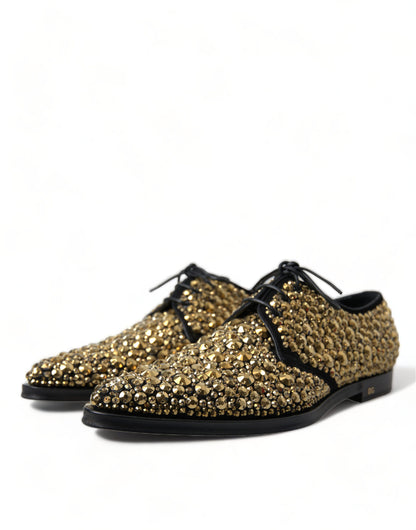 Elegantes zapatos de vestir Derby de ante negro y dorado