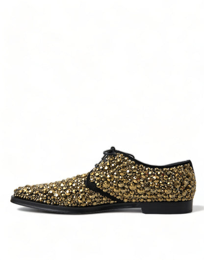 Elegantes zapatos de vestir Derby de ante negro y dorado