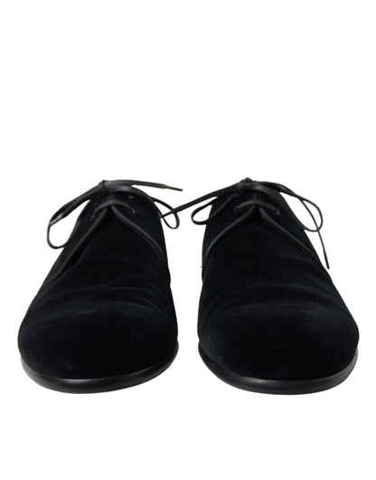 Elegantes zapatos de vestir Derby de terciopelo negro