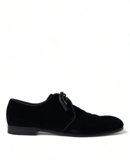 Elegantes zapatos de vestir Derby de terciopelo negro