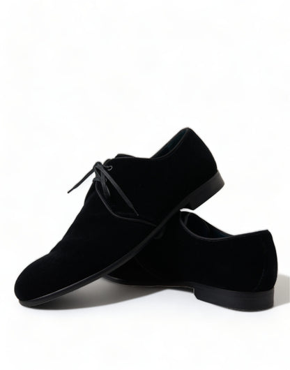 Elegantes zapatos de vestir Derby de terciopelo negro