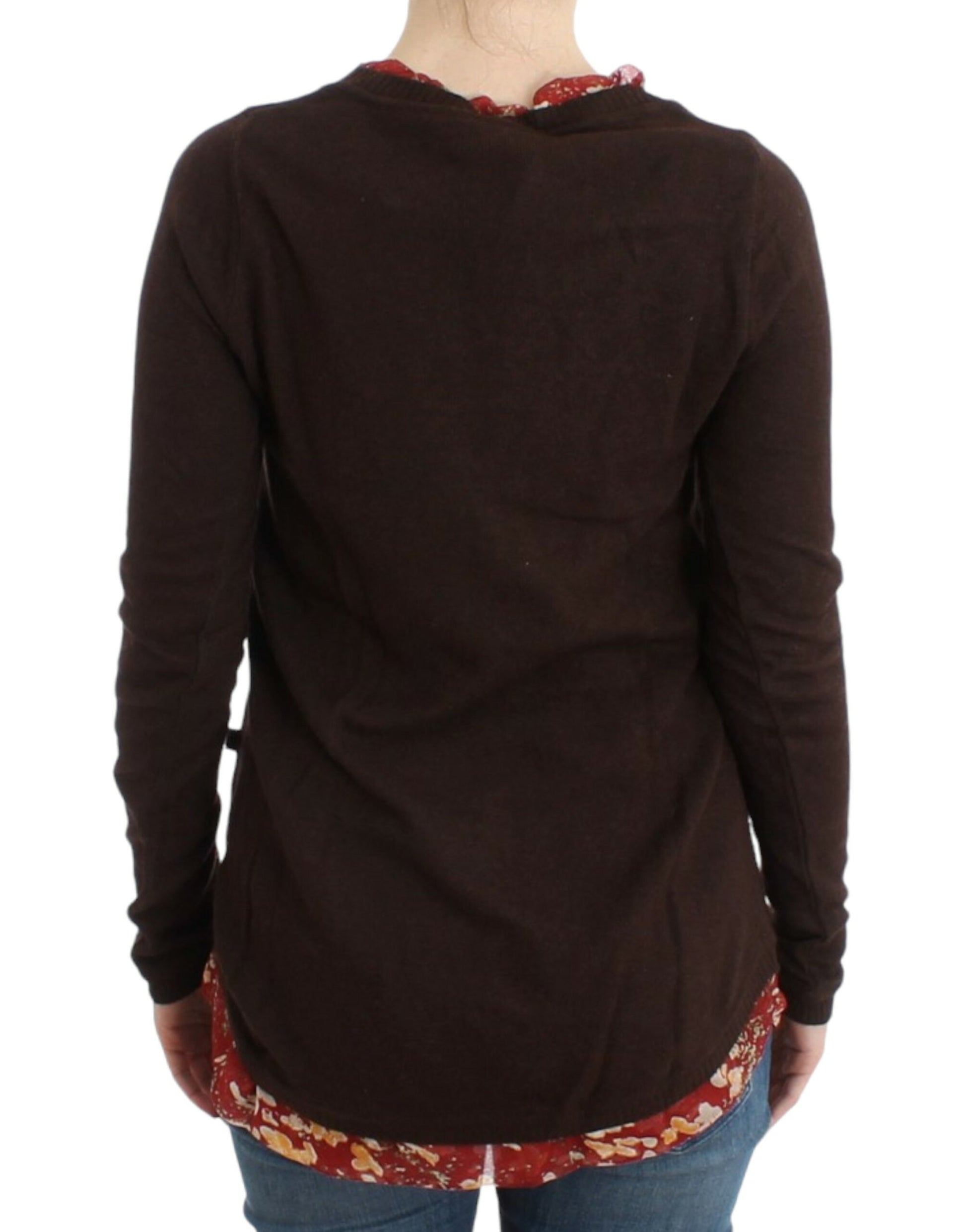 Chic Crewneck Silk-Appliqué Sweater