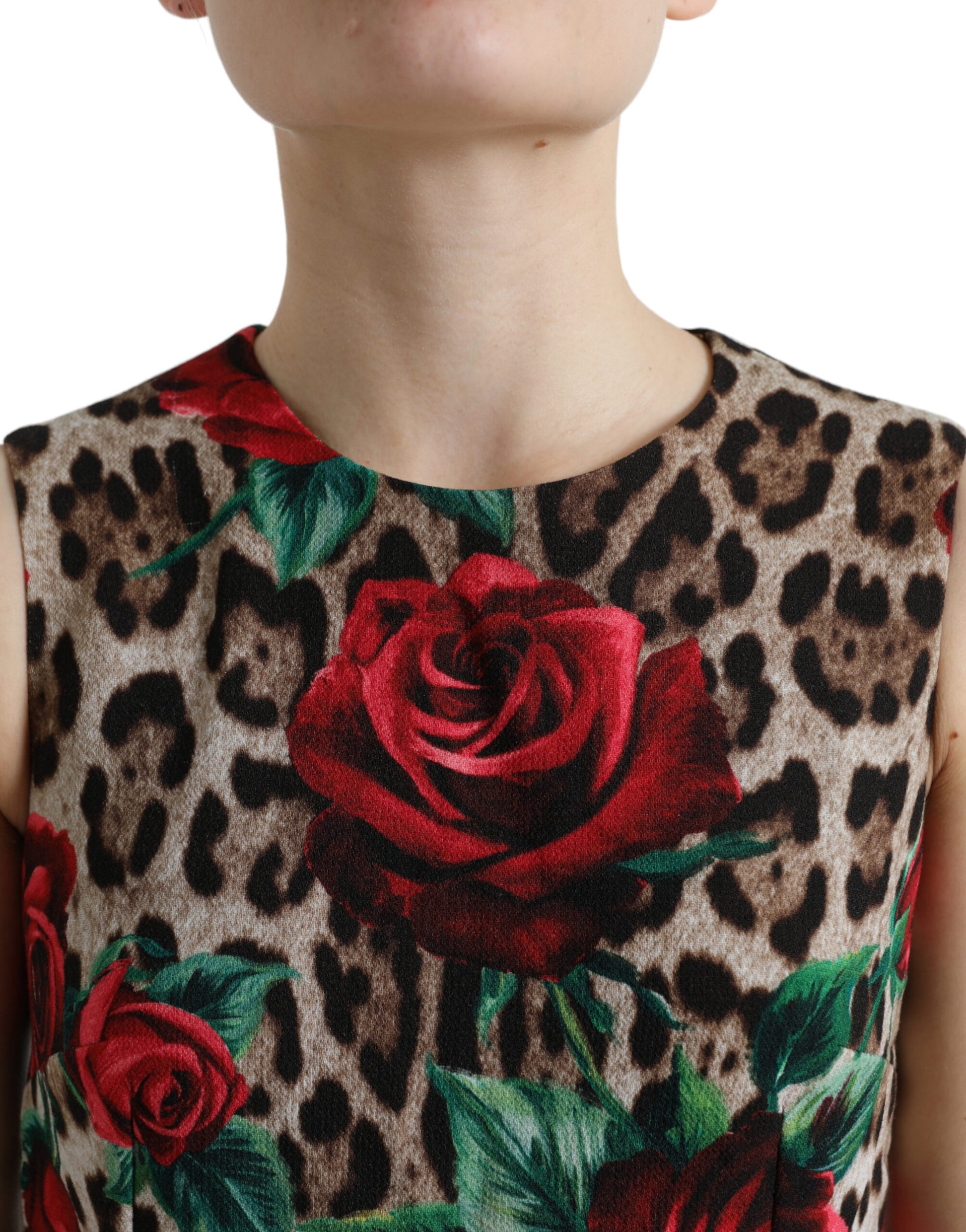 Elegant Leopard Floral A-Line Dress