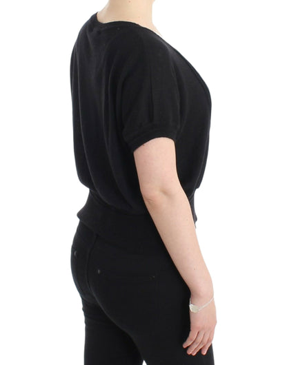 Elegant Short Sleeved Black Jumper