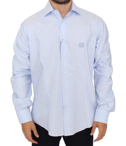 Elegante camisa azul claro de algodón italiano