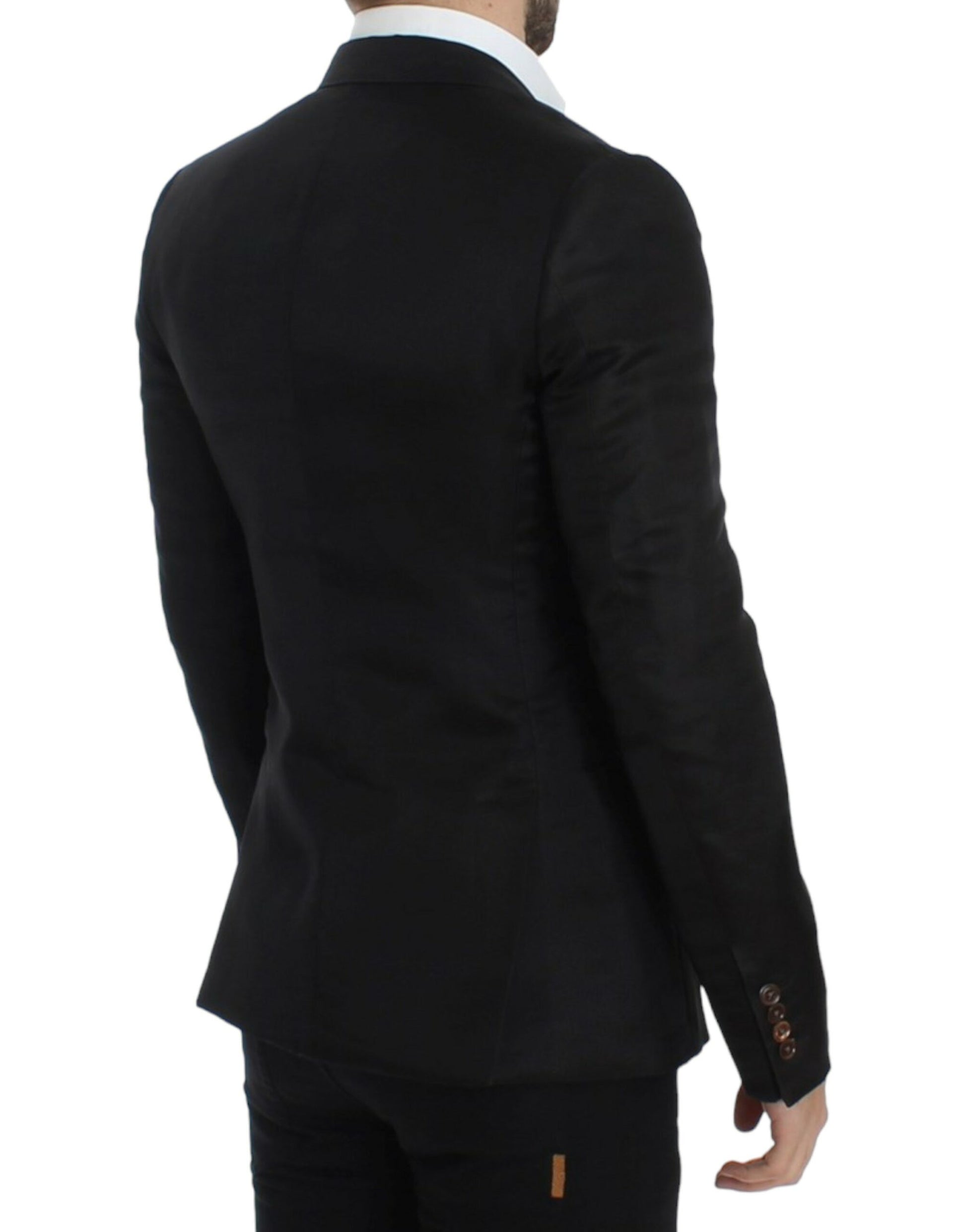 Elegante blazer de dos botones en mezcla de seda negra