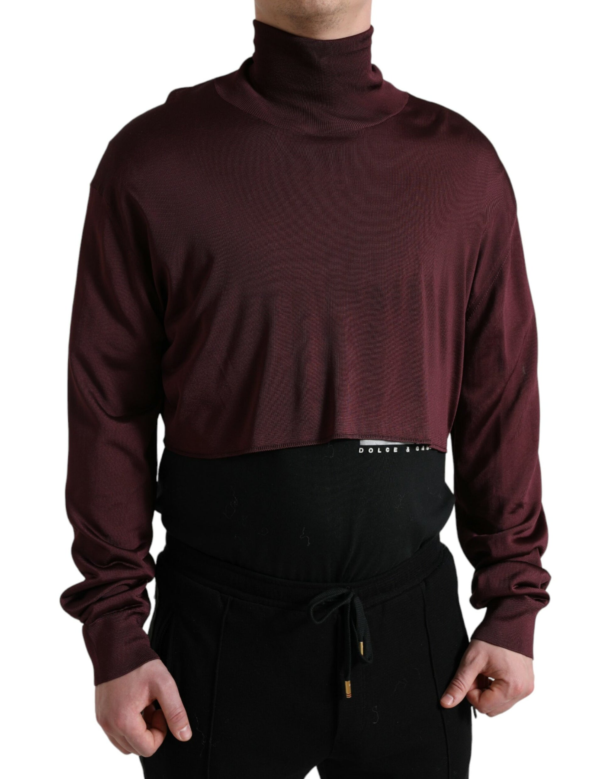 Maroon Turtleneck Viscose Sweater