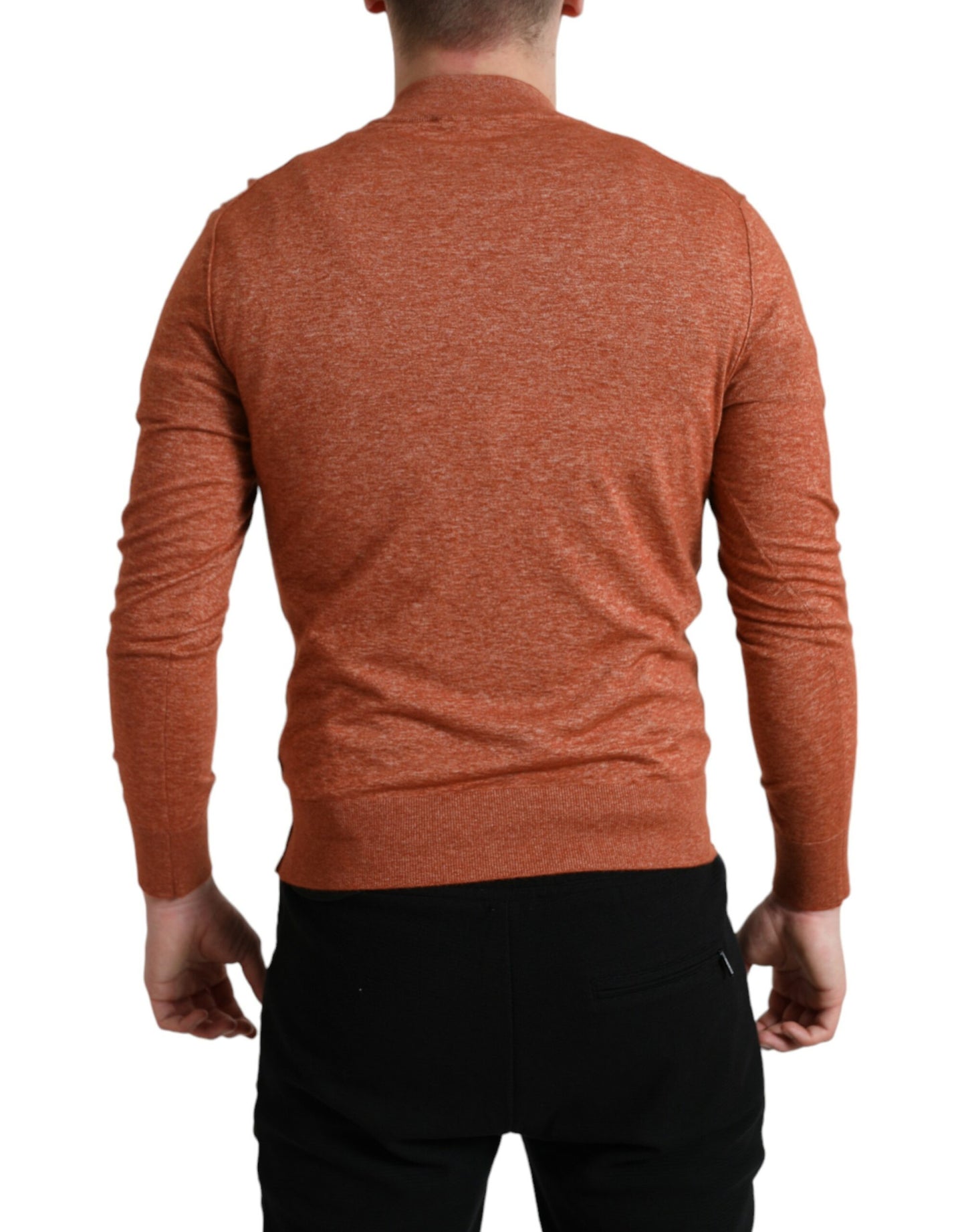 Jersey de seda y cachemira naranja con cuello redondo