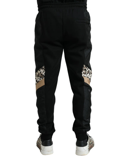 Pantalones deportivos elegantes con estampado de leopardo en color negro