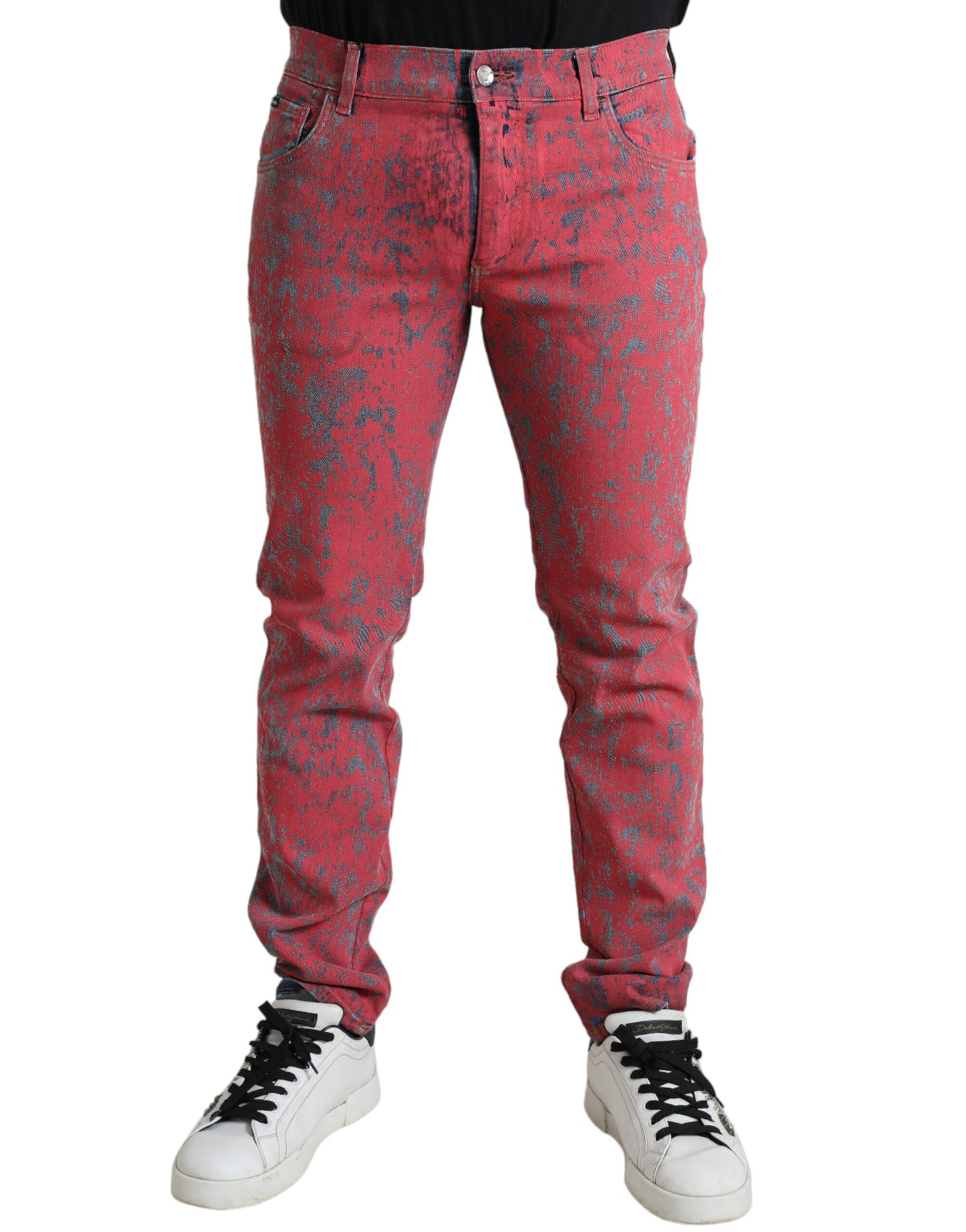 Red Tie Dye Skinny Denim Jeans