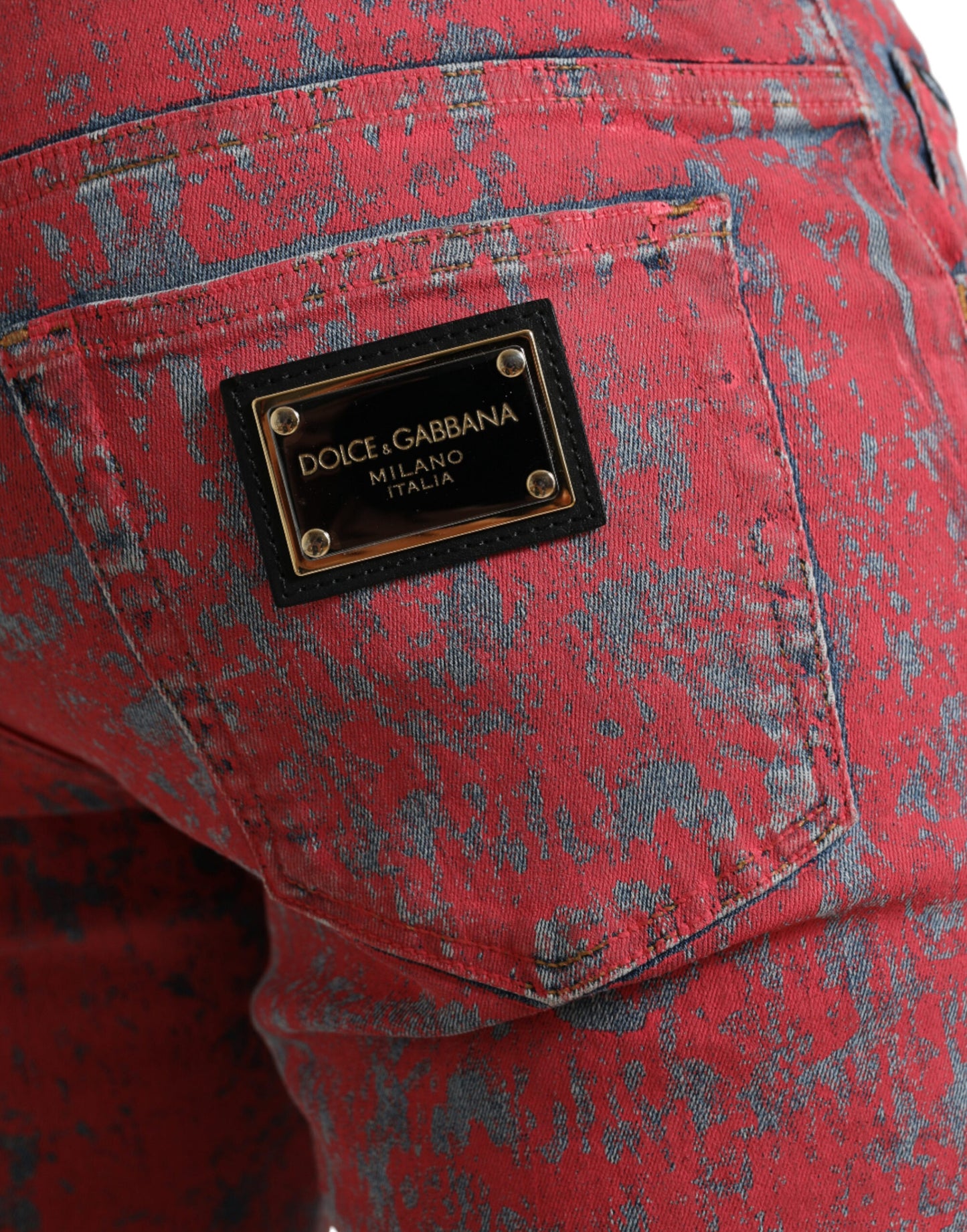 Red Tie Dye Skinny Denim Jeans