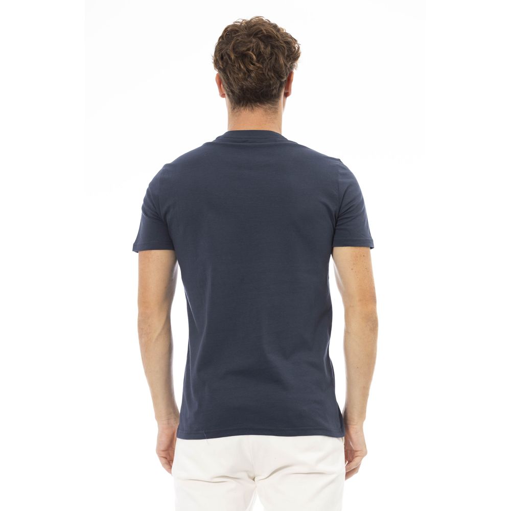 Camiseta de algodón azul para hombre