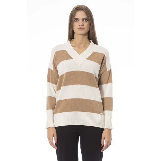 Beige Wool Women Sweater