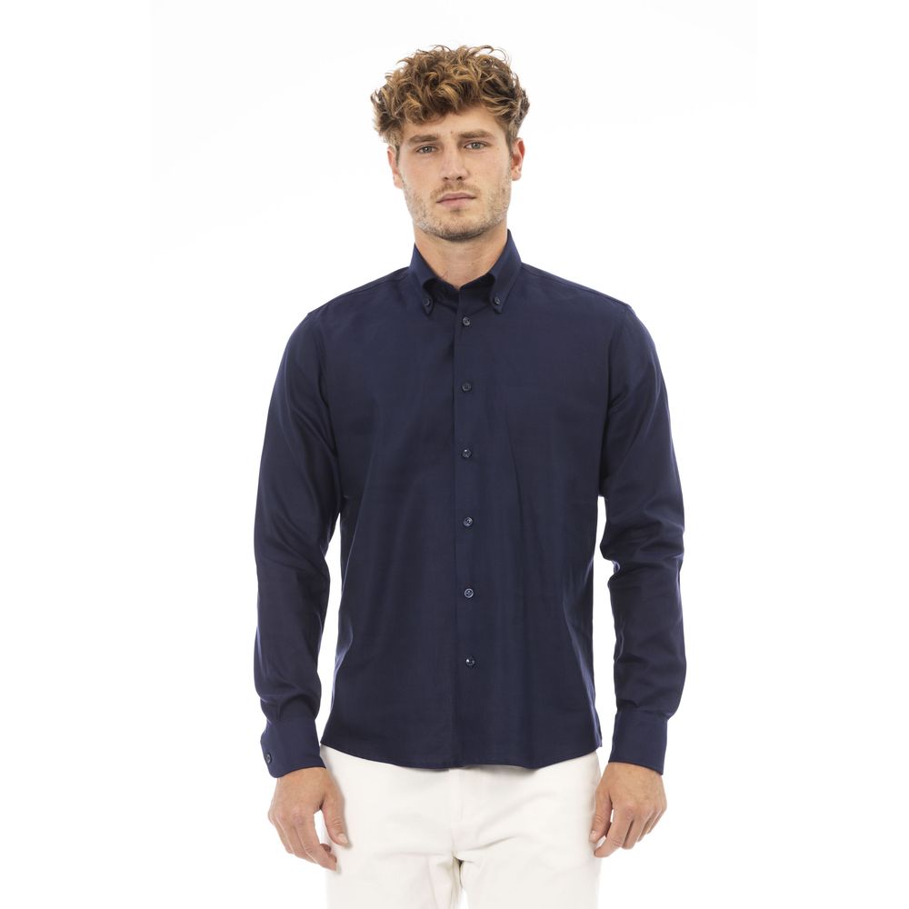 Camisa de algodón azul para hombre