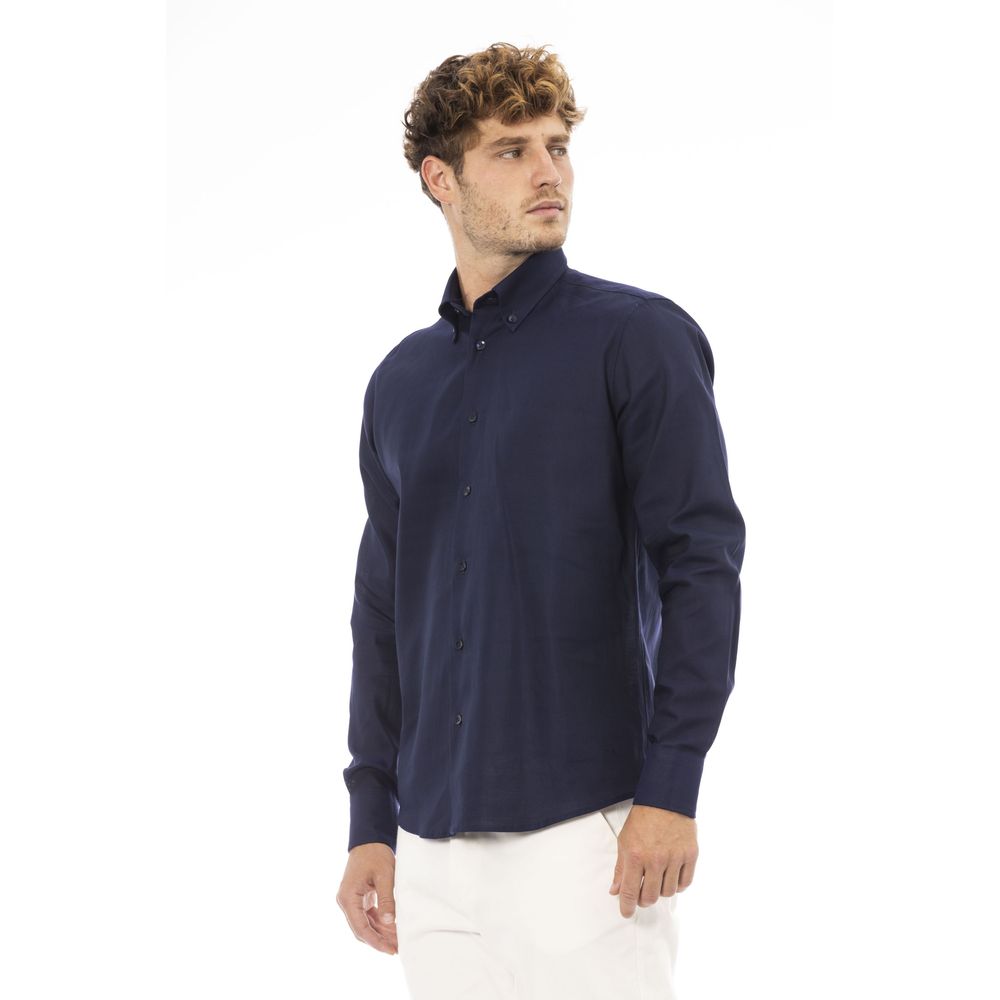 Camisa de algodón azul para hombre