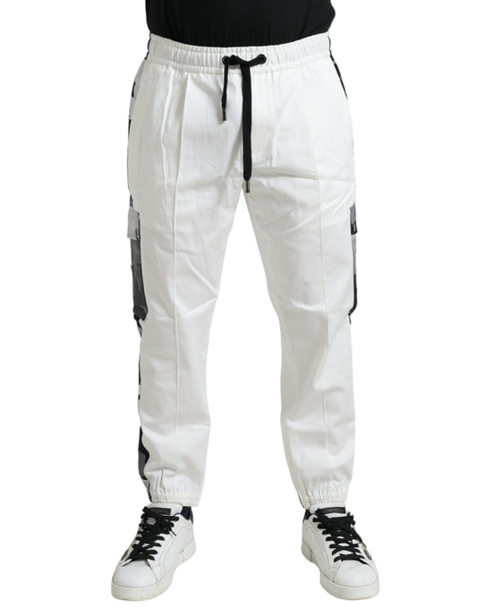 Elegant White Cotton Blend Jogger Pants