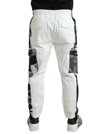 Pantalones deportivos elegantes de mezcla de algodón blanco