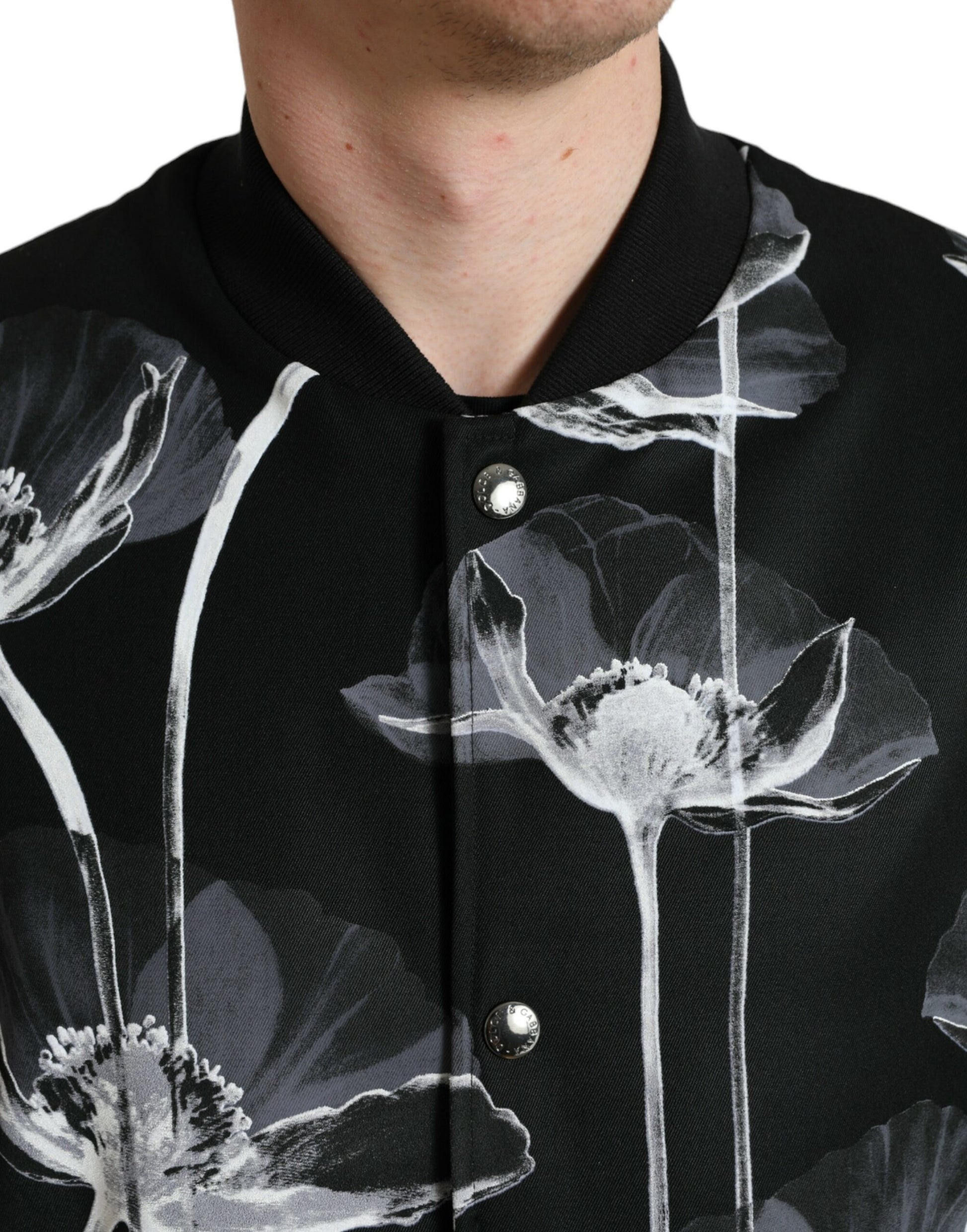 Elegant Floral-Print Bomber Jacket