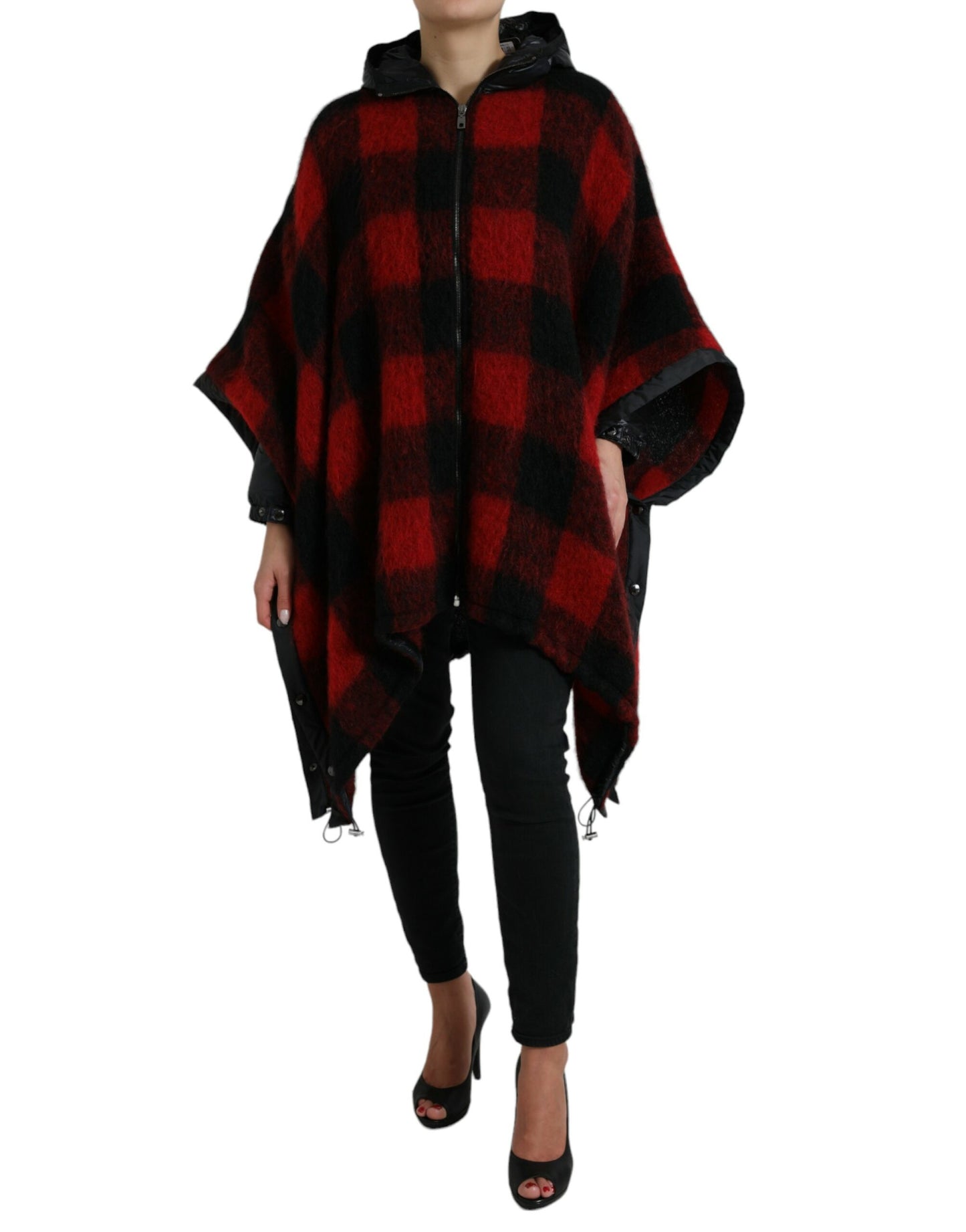 Elegant Buffalo Check Poncho Jacket