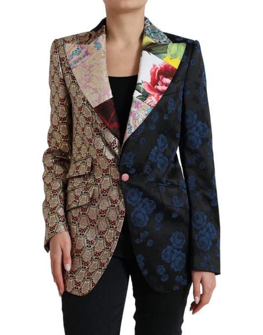 Elegante blazer de patchwork multicolor