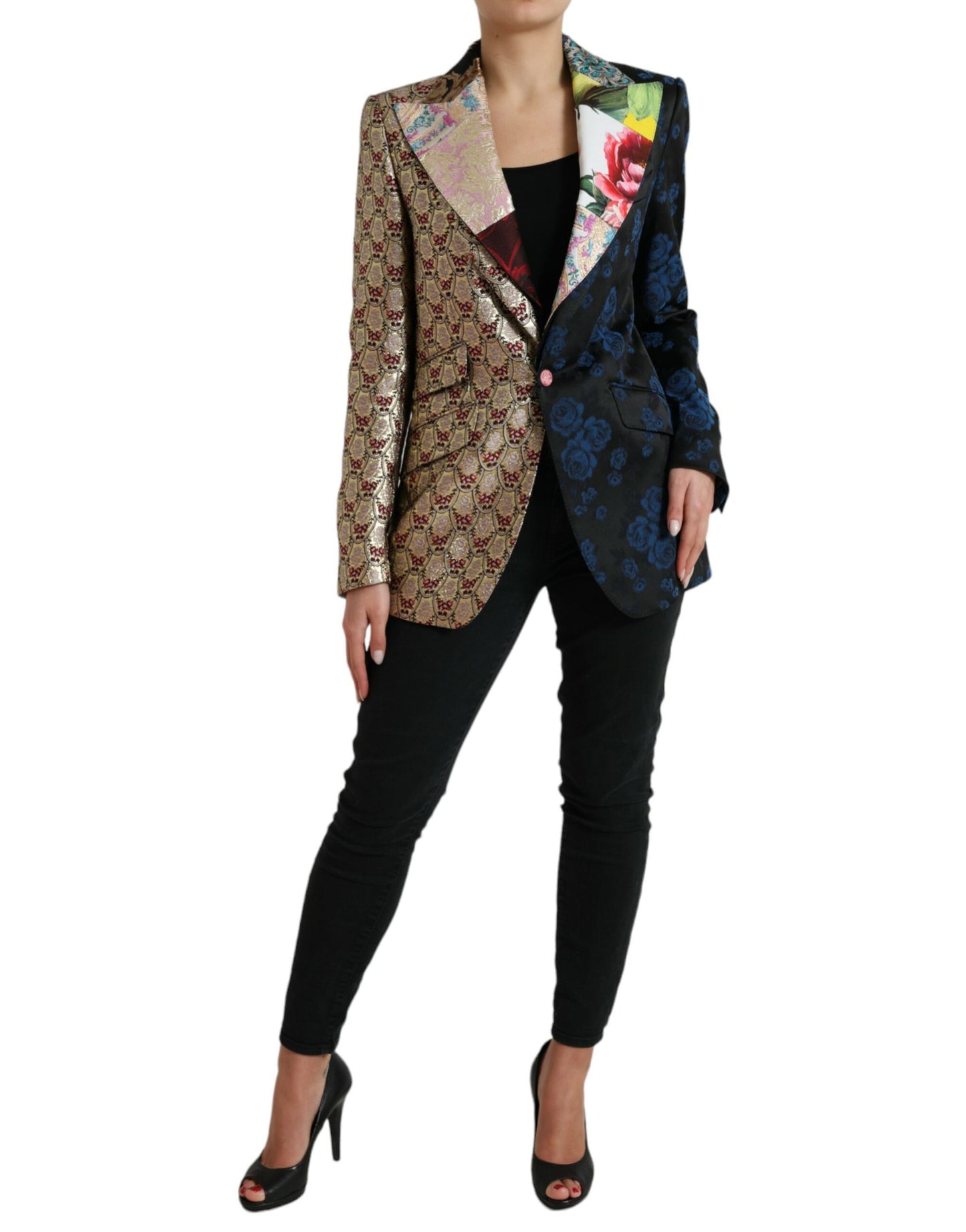 Elegante blazer de patchwork multicolor